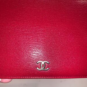 Chanel Classic Long Wallet Red Caviar Leather Gold CC Logo